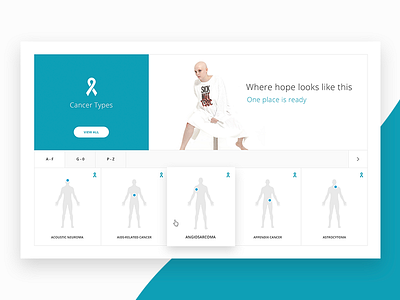 UC San Diego Cancer Center cancer categories interactive landing page search ui ux