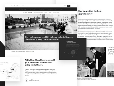 FCF Website Article Page article page aviation black design discount flying infographics landing page ui ux white