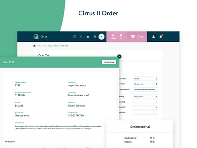 Cirrus 2 Order admin api crm dashboard design infographics list sas stats system ui ux