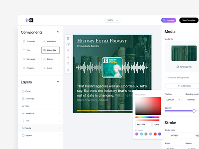 Audiotease — Advanced Editor app audio branding clean color design editor light mode podcast product shadow template ui ux video video editor web application white