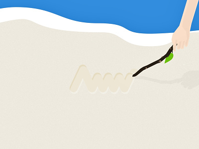 “A good logo can be drawn in sand with a stick” aww apps beach draw logo ocean sand wood