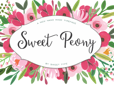 Sweet Peony Hand made Typeface font hand drawn lettering script typeface typography