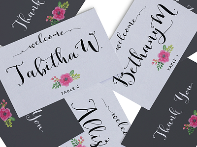 Romantic Table Place Cards calligraphy floral font fonts hand lettered lettering place cards romantic script sweet type typeface wedding