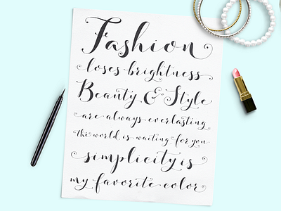 Fashionista Black "Type Specimen" business card calligraphy font fonts hand lettered lettering script sweet type