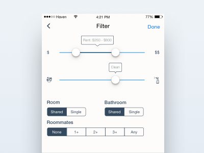 Haven's Filter Settings haven housing app marijuana settings