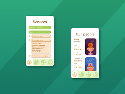 Vetclinic app for client, info about services and veterinarians adobe illustrator app clinic design figma illustration mobile app pets typography ui ux vector vetclinic