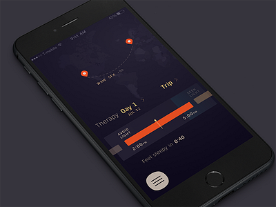 neuro:on jet lag app dark ios iphone jet lag jetlag map orange timeline