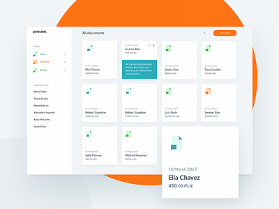 generator – Dashboard bright cards dashboard desktop documents flat orange redesign sidebar ui web