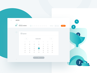 generator – Date of agreement blue bright calendar cards desktop documents hourglass illustration redesign time ui web