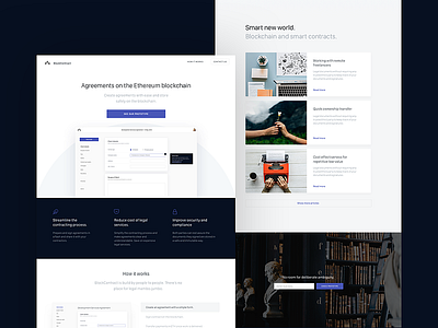 BlockContracts – Landing Page blockchain blue clean crypto cryptocurrency eth ethereum landing page lp ui ux website