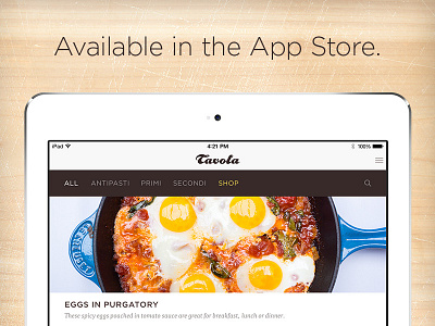 Tavola Available app app store cooking gotham ios 7 ipad recipe tisa ui
