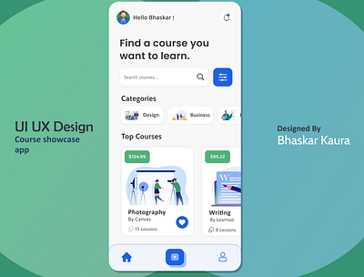 Course showcase App UI UX Design app figma graphic design ui