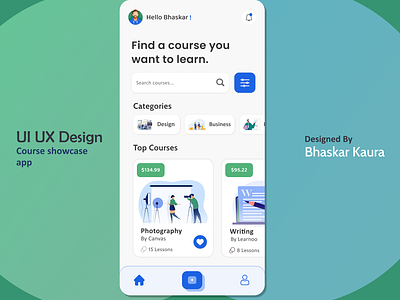 Course showcase App UI UX Design