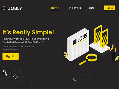 Jobly Website Landing Page UI UX black design figma innovative ui ux yellow
