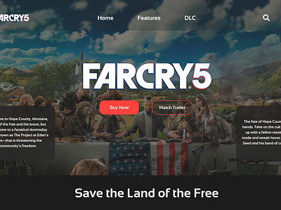 FarCry 5 Landing Page UI UX Design design figma gaming landingpage ui ux website