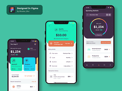 Bill & Subscription App UI UX Design