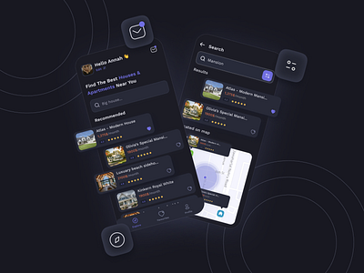 House Listing App Dark Mode UI UX Design appdesign darkui design figma mobileapp modernui ui userexperience userinterface ux