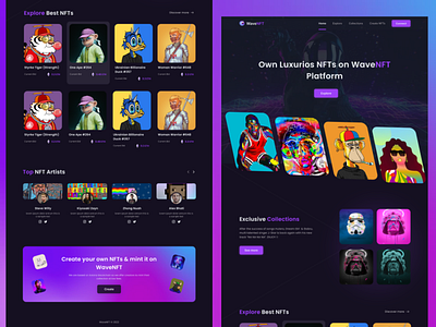 WaveNFT - NFT Marketplace Landing Page Design