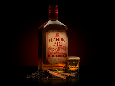 Flaming Pig - Mood Shot atmospheric lighting mood photoshop spiced irish studio photography whiskey