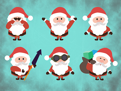 Santas animation character christmas claus jolly santa season vector winter xmas