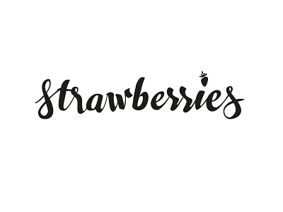 Strawberries art brush lettering letters script typo typography