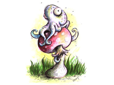 Pulpo illustration mushroom octopus