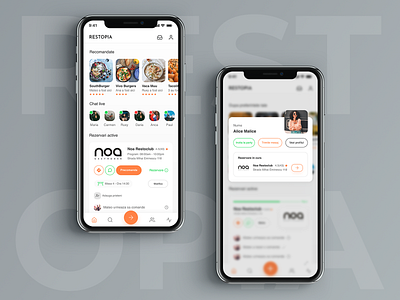 Restopia - Social & Food App app branding design food app food delivery app illustration social app typography ui ux