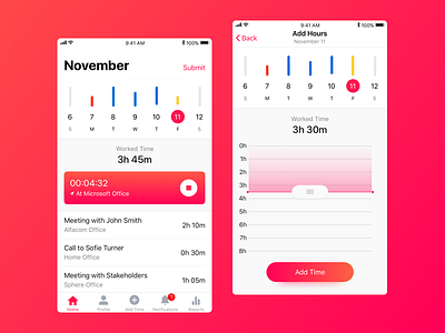 Time Tracking App app business flat ios location mobile time tracking ui ux