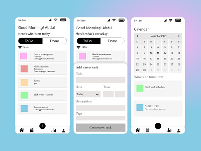 Calendar App animation app design ui uiux ux