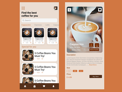 Coffee Shop App graphic design illustration ui uiux