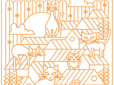 March Cats animals illustration line