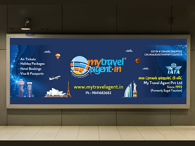 Travel Display Advertisement Billboard advertisment billboard branding graphic design illustrator mockup photoshop signage tourism travel travel agent