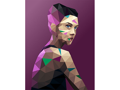 GeomeTricia abstract design flat gradient illustration model purple triangle triangles vector woman