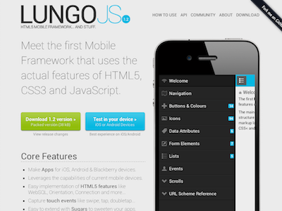LungoJS - New Site (r2) html5 site