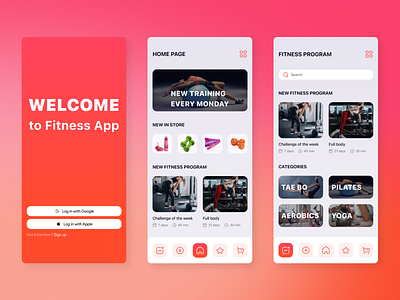 Fitness App app design figma ui uiux uiux designe web web designe