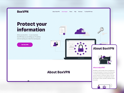 Landing page about VPN service