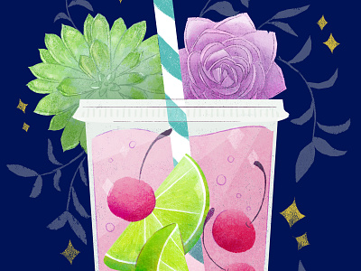 Summer Drink cute digital drink illustration robin sheldon succulent succulents summer