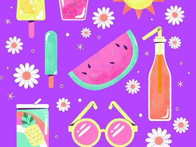 Summer Treats cute design digital digital illustration floral icons illustration pattern robin sheldon summer