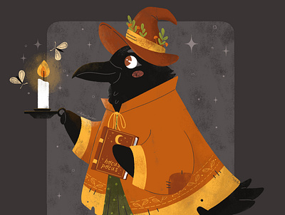 Witchy Birdie autumn crow design digital illustration fall halloween illustration raven spooky witch