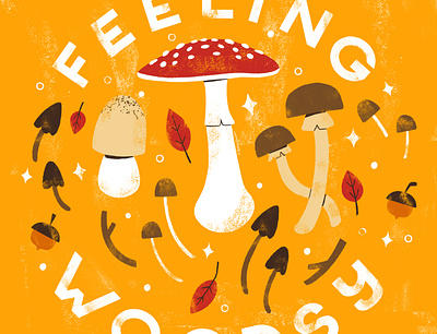 Feeling Woodsy autumn autumn leaves cute design digital digital illustration fall illustration mushroom robin sheldon