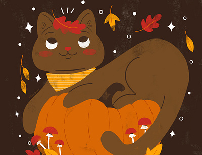 Fall Cat autumn cat character cute design digital illustration fall illustration robin sheldon