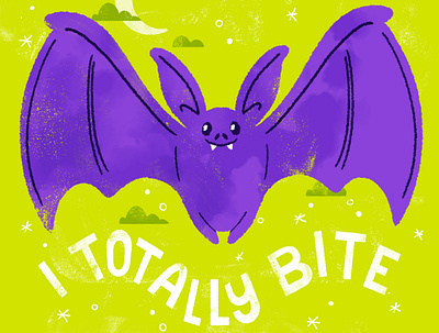 I Totally Bite autumn bat character design digital digital illustration fall halloween happy halloween illustration robin sheldon spooky
