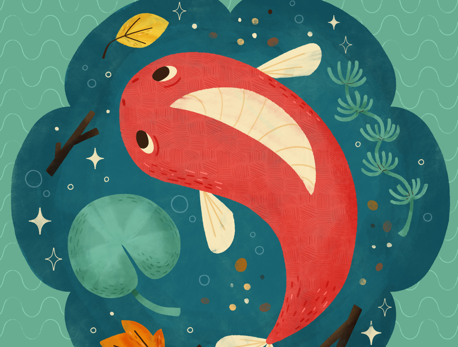 Fish, Peachtober 20 by Robin Sheldon on Dribbble