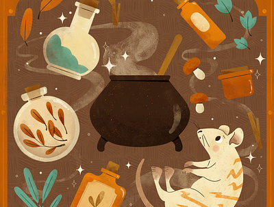 Stripes, Peachtober 2020 autumn character cute design digital digital illustration fall halloween illustration potion rat robin sheldon witch witches brew