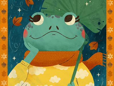 Lily Pad, Peachtober autumn character cute design digital digital illustration fall frog frogs illustration robin sheldon