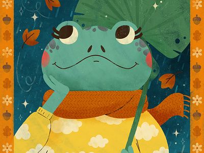 Lily Pad, Peachtober autumn character cute design digital digital illustration fall frog frogs illustration robin sheldon