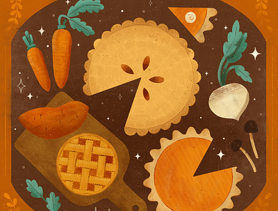 Pie, Peachtober 2020 autumn cute design digital digital illustration fall food hygee illustration pie robin sheldon vegetable veggies