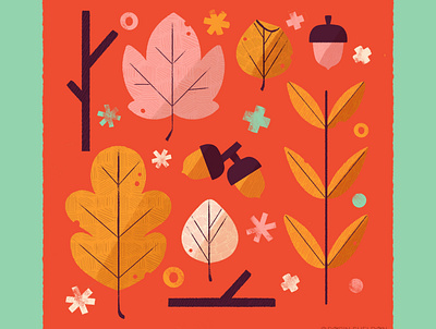 Leaves autumn design digital digital illustration fall icon illustration nature robin sheldon
