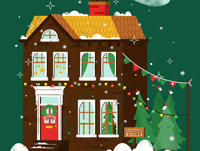 Holiday Town House christmas christmas home christmas in the city christmas tree design digital digital illustration happy holidays holiday home house illustration merry christmas robin sheldon