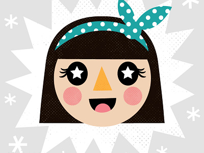 Birthday Girl character cute face geometric girl head icon illustration robin sheldon